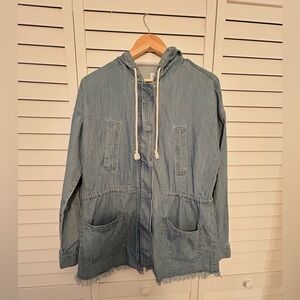 Forever 21 Light Blue Denim Hooded Jean Jacket